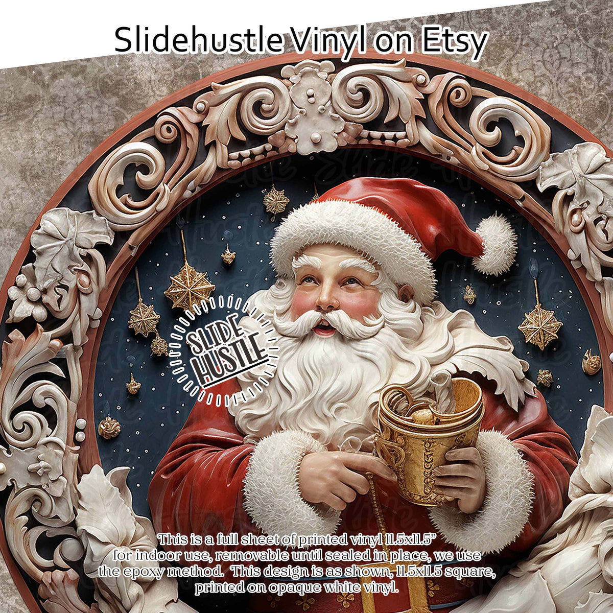 Christmas Vinyl, Santa, 11.5", vinyl full sheet, VF157A D4
