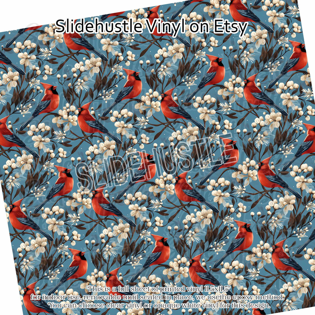 Christmas Cardinals, vinyl full sheet, VF157 FS2