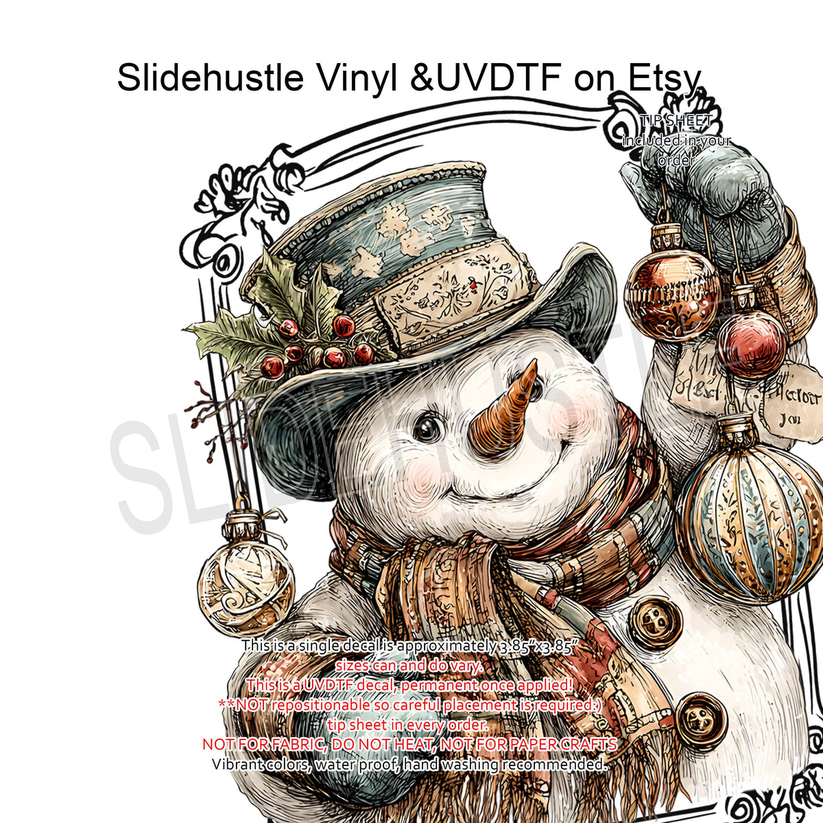 UVDTF Decal, Christmas Snowman, VF731 D18
