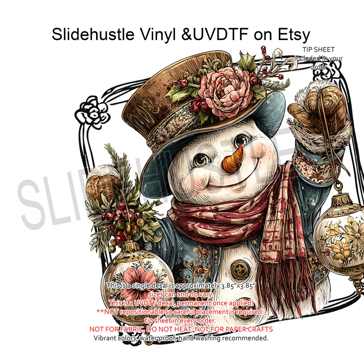 UVDTF Decal, Christmas Snowman, VF731 D20