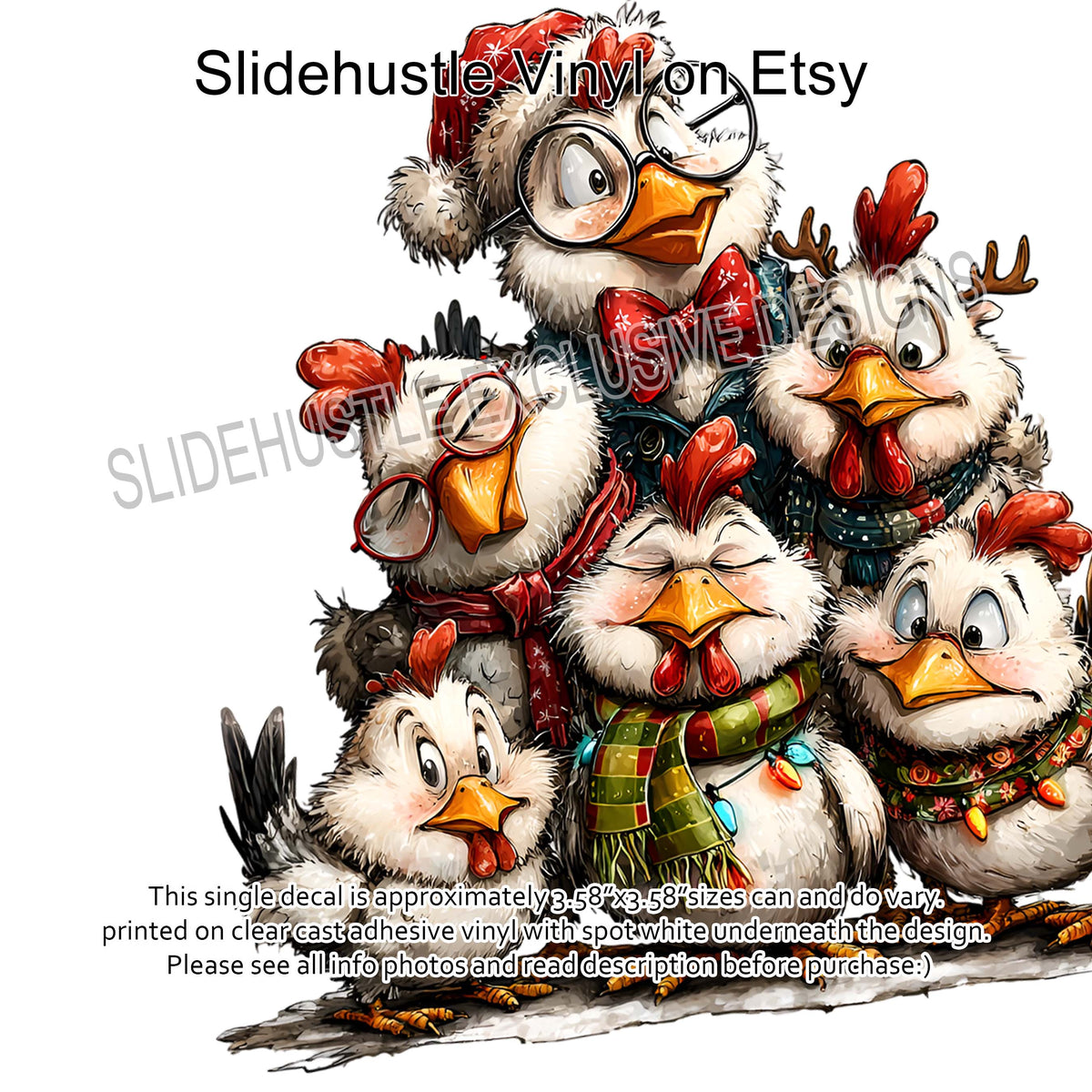 UVDTF Decal, Christmas Chickens, VF731 D37