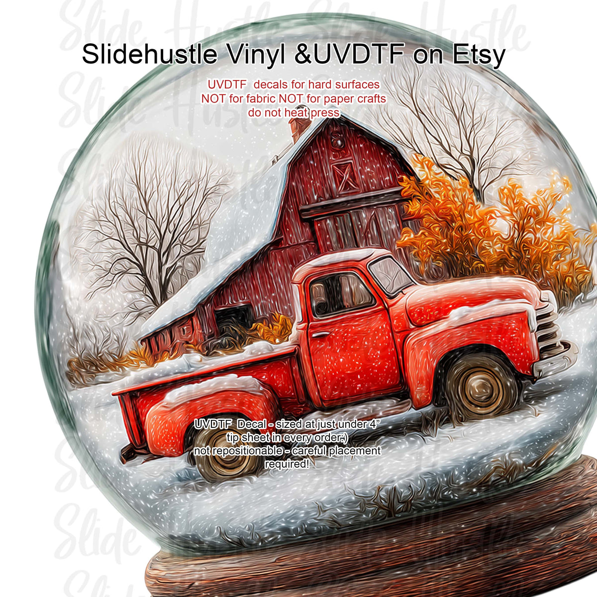 UVDTF Decal, Fall Truck Snow globe, VF731 D46