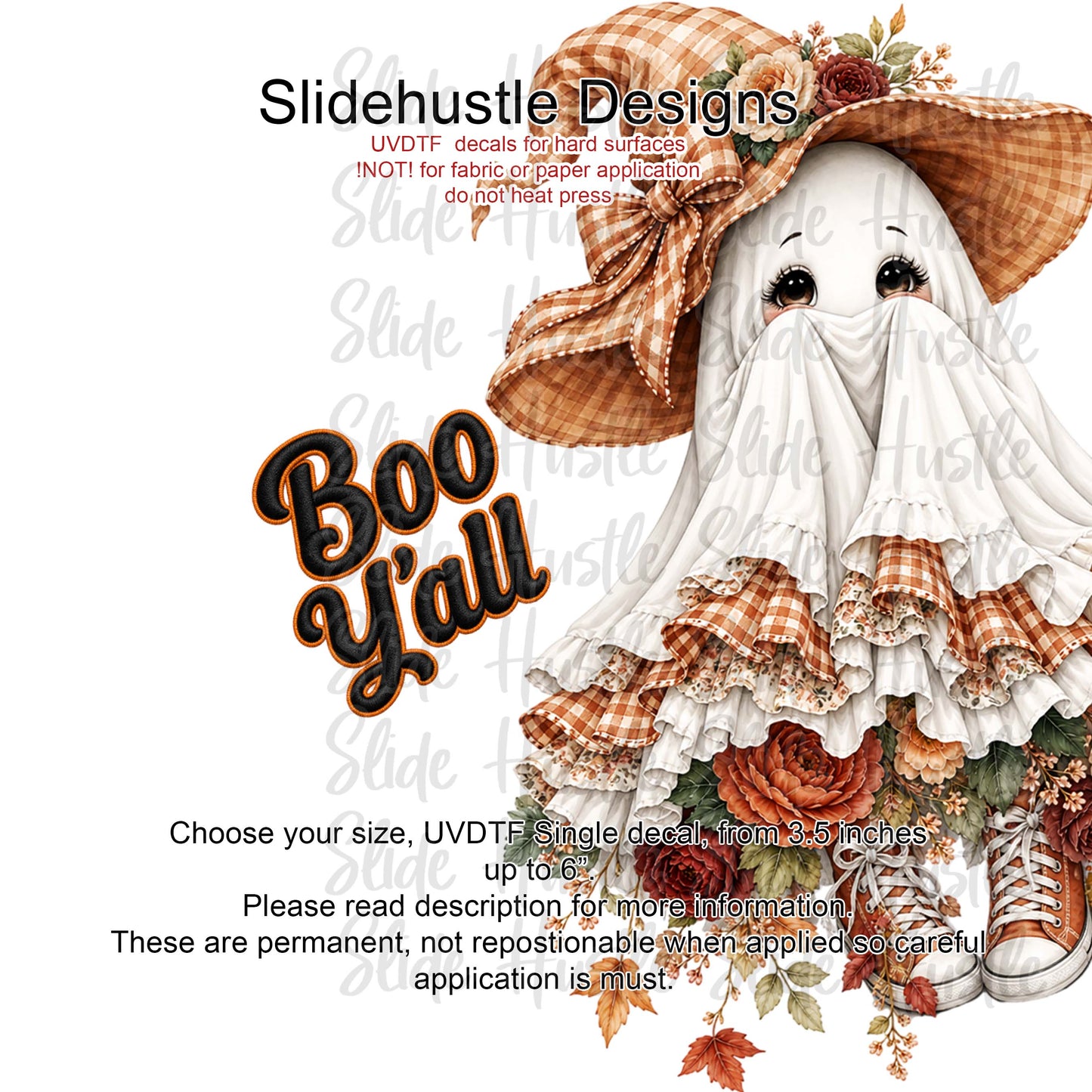UVDTF Decal, Cute Girl Ghost, Boo Y'all, VF904 D10