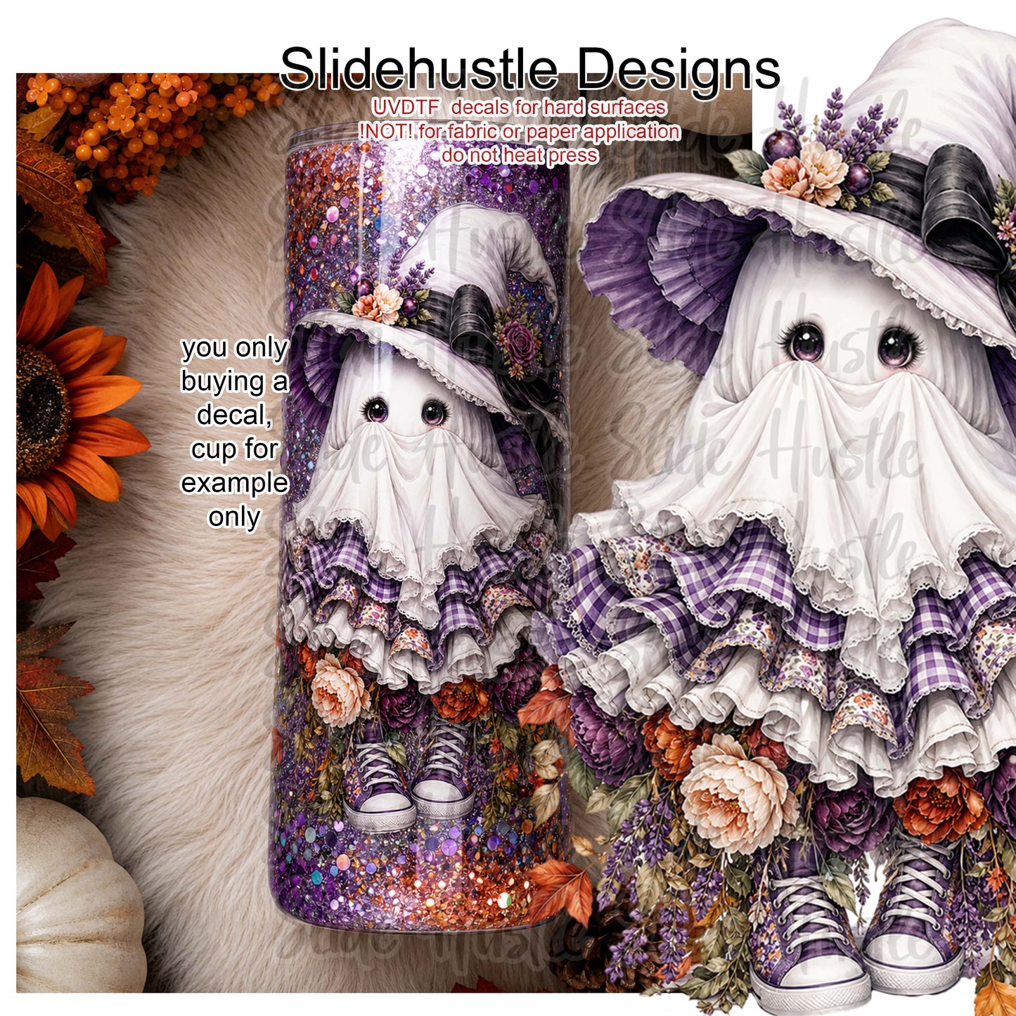 UVDTF Decal, Cute Girl Ghost with Lavender skirt. VF904 D12