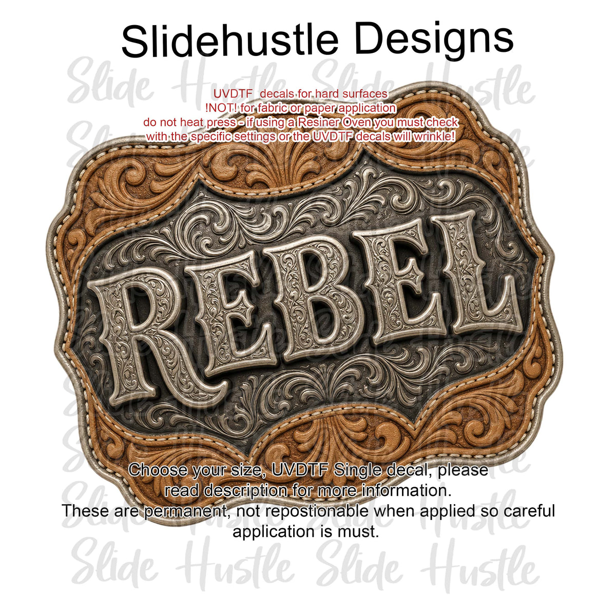 UVDTF Decal, Rebel Embossed Leather Concho, VF905 D15