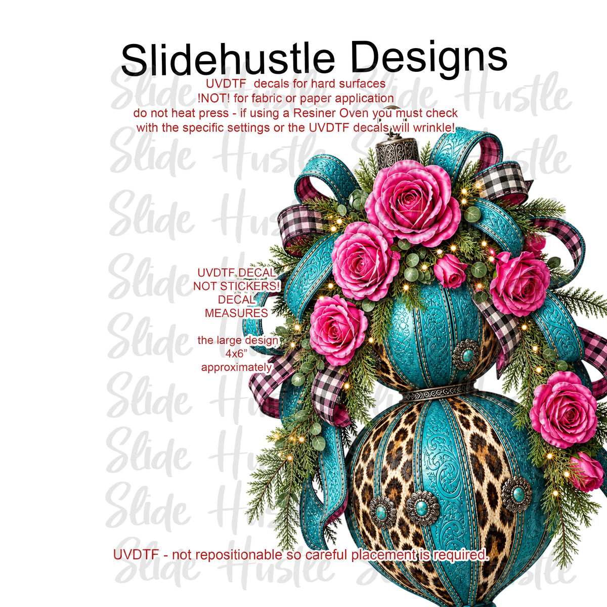 UVDTF Decal, Turquoise Christmas Ornament, VF905 D25