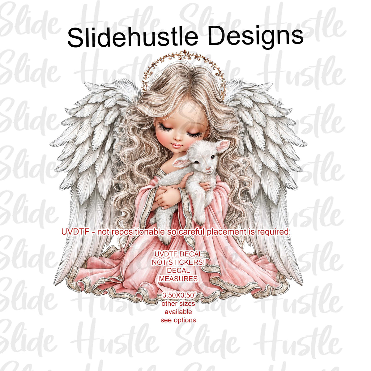 UVDTF Decal, Christmas Angel Decal holding a lamb, VF905 D32