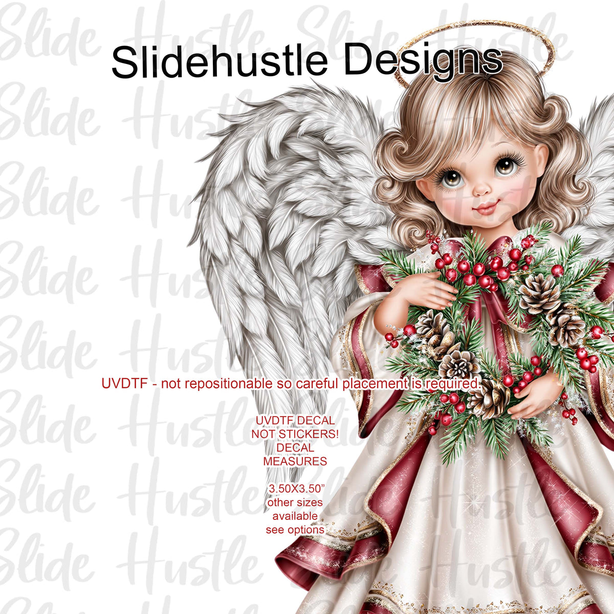 UVDTF Decal, Angel holding wreath, VF905 D42