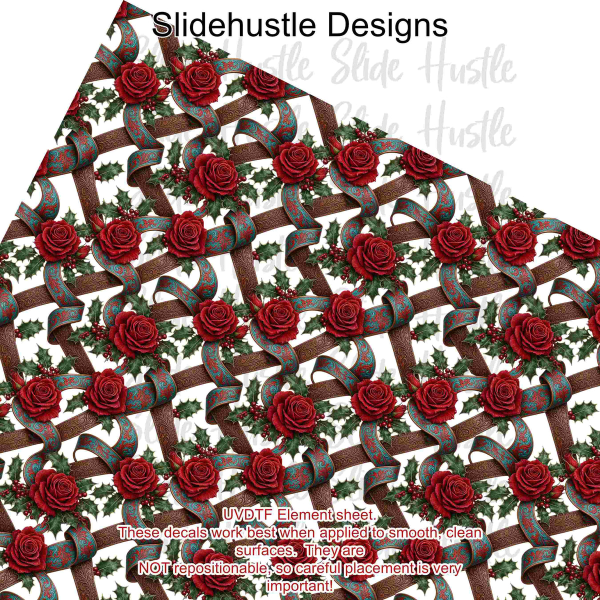 UVDTF Element Sheet, Christmas Roses, 11x11", VF905 ES10