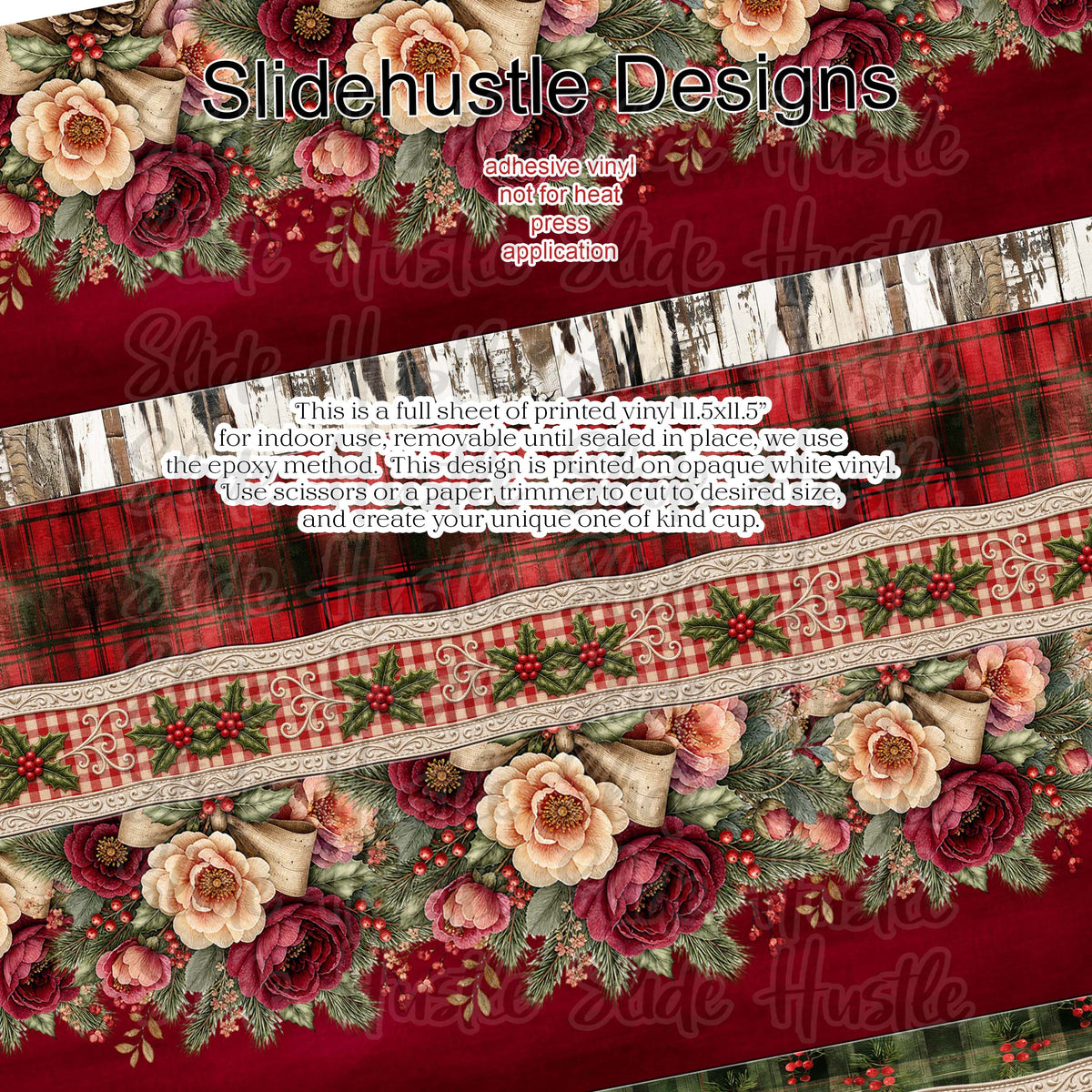 Christmas Floral Full Sheet Borders, vinyl, VF905 FSB2