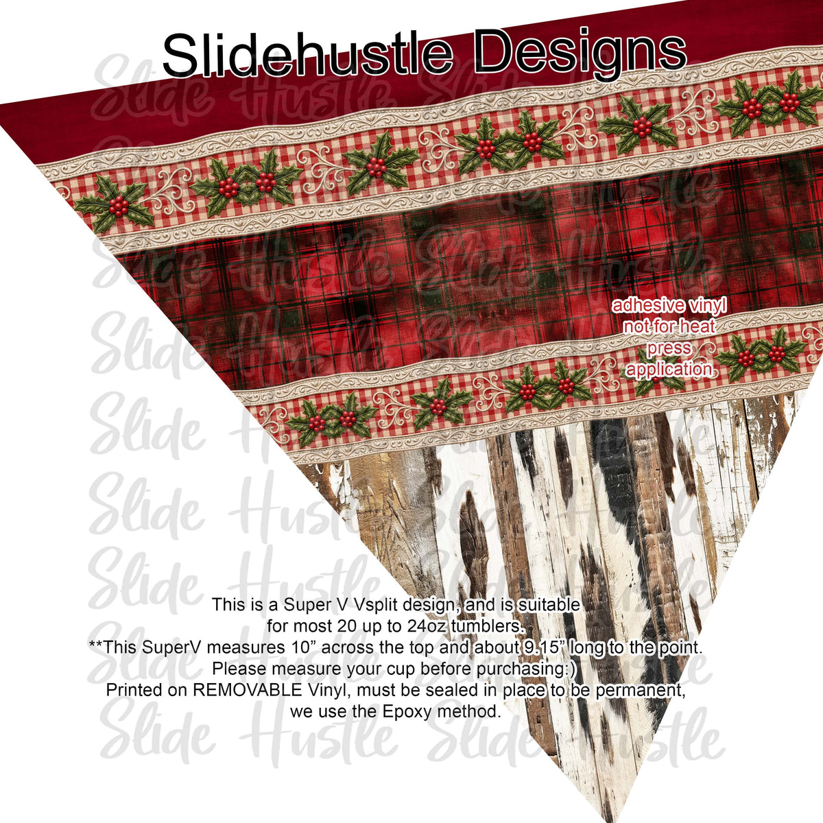 Super V design, Christmas Plaid on barnboard, choose either 20 ounce or 30 ounce size. VF905 VS2