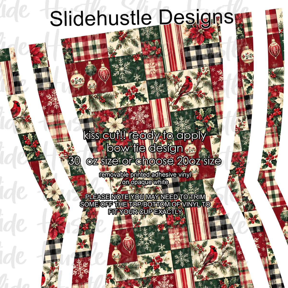 Bow Tie Design, Christmas greenery choose 20 or 30 ounce, VF906 KC7