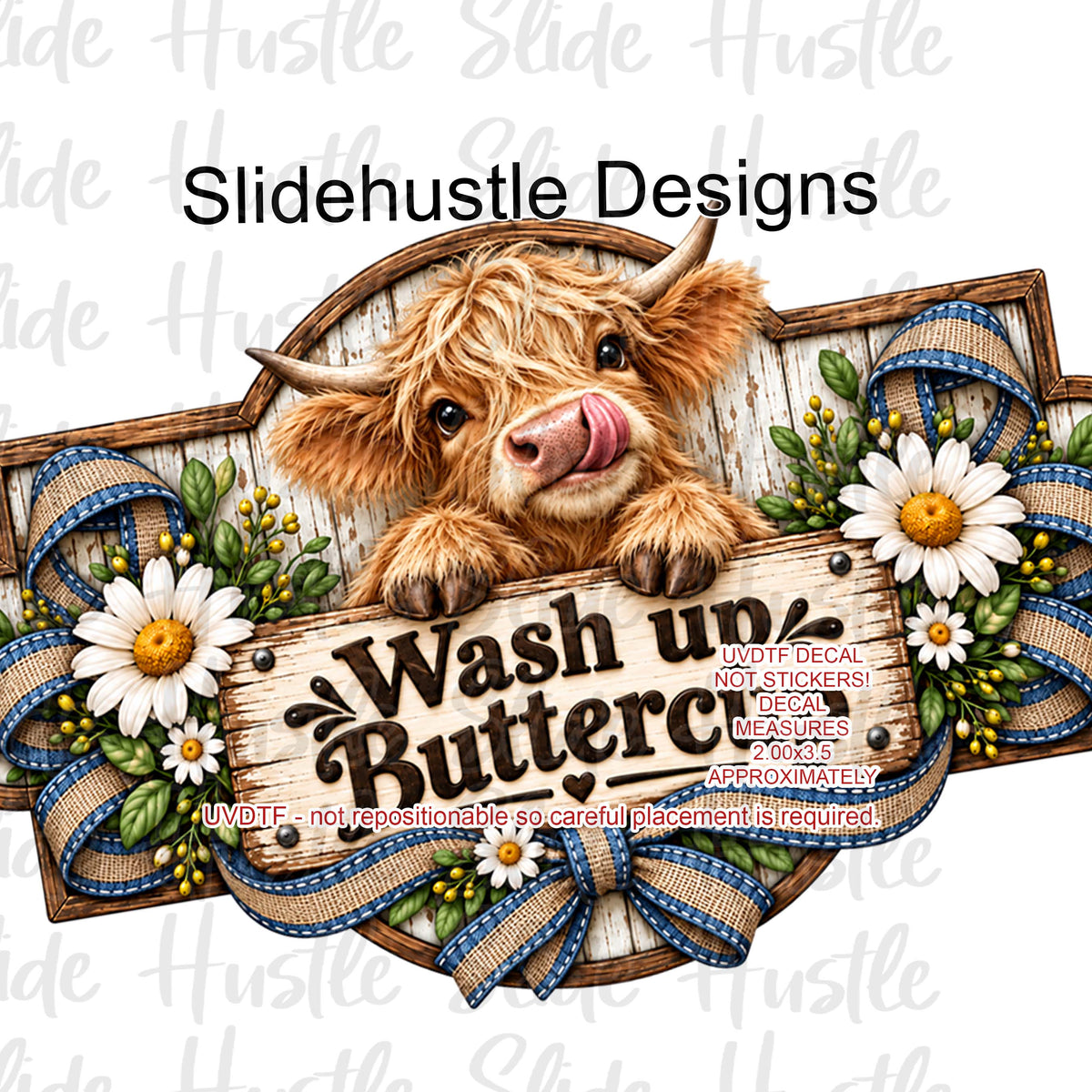 UVDTF Decal, adorable Highlands calf, Wash up Buttercup, VF906 S26