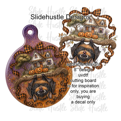 Cutting Board design, UVDTF Bat and House, 9", VF904 CB1