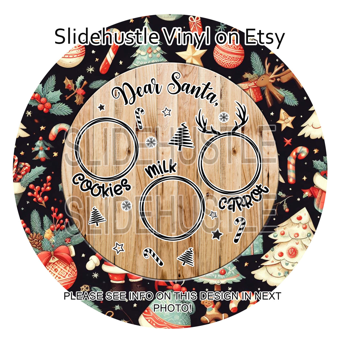Christmas Vinyl, Dear Santa Cookie tray, 10.5", vinyl full sheet, VF156A Tray 1