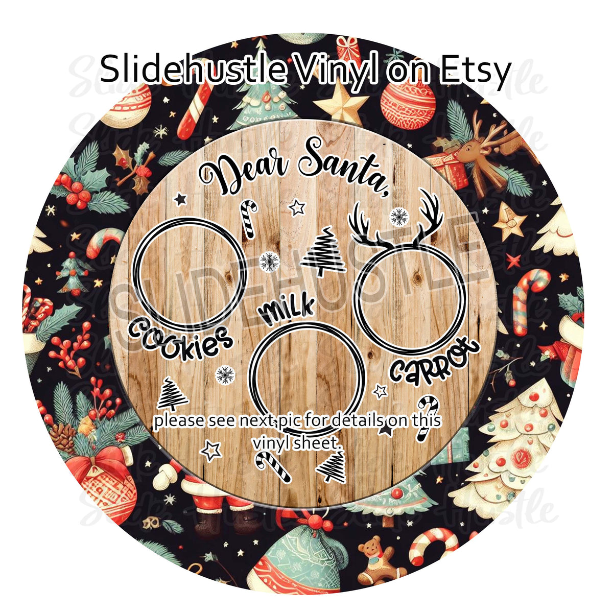 Christmas Vinyl, Dear Santa Cookie tray, 10.5", vinyl full sheet, VF156A Tray 1