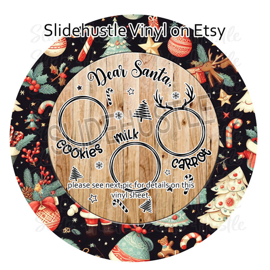 Christmas Vinyl, Dear Santa Cookie tray, 10.5", vinyl full sheet, VF156A Tray 1