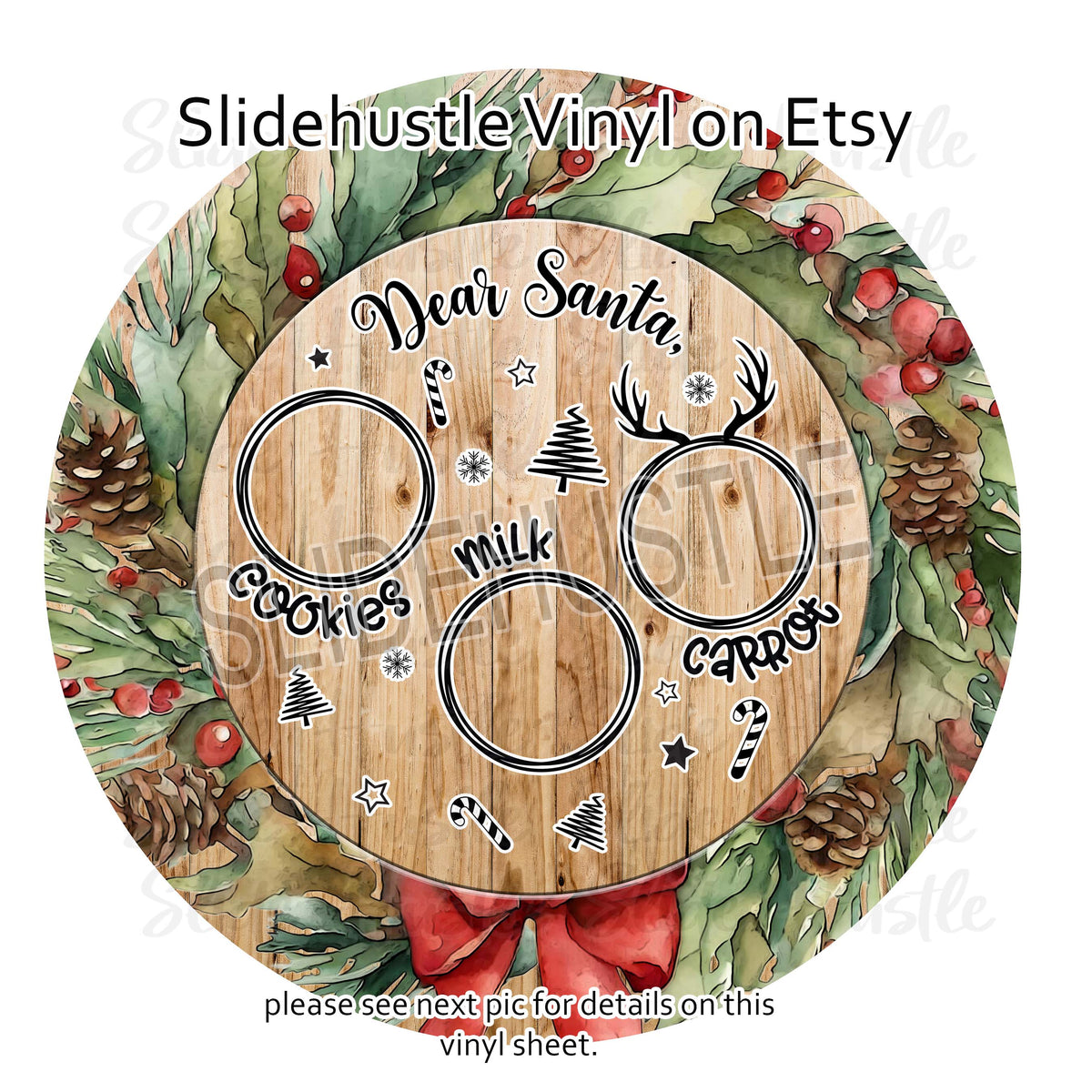 Christmas Vinyl, Dear Santa Cookie tray, 11.5", vinyl full sheet, VF156A Tray 2