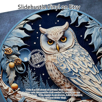 Winter Scene, Snowy Owl, 11.5", vinyl full sheet, VF157A D2
