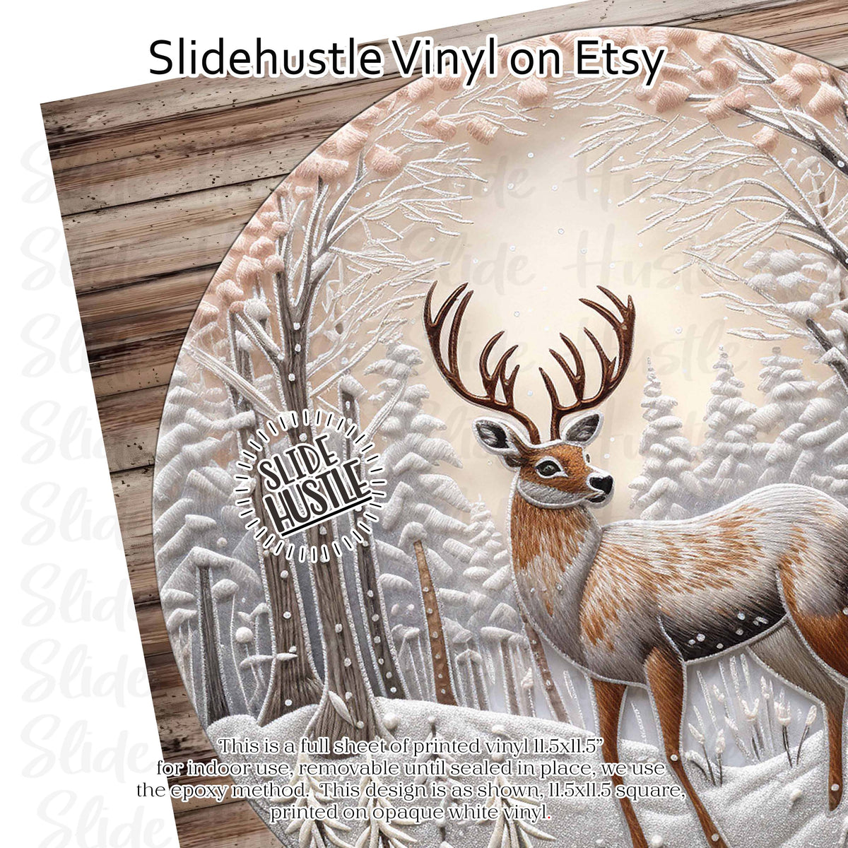 Winter Scene, Reindeer, 11.5", vinyl full sheet, VF157A D3