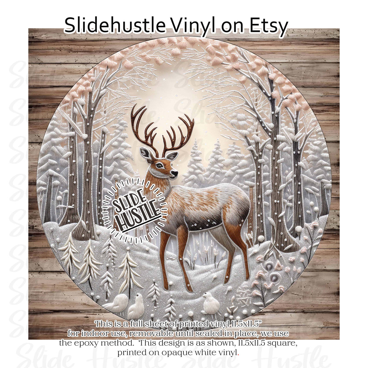 Winter Scene, Reindeer, 11.5", vinyl full sheet, VF157A D3