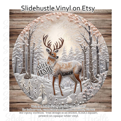 Winter Scene, Reindeer, 11.5", vinyl full sheet, VF157A D3
