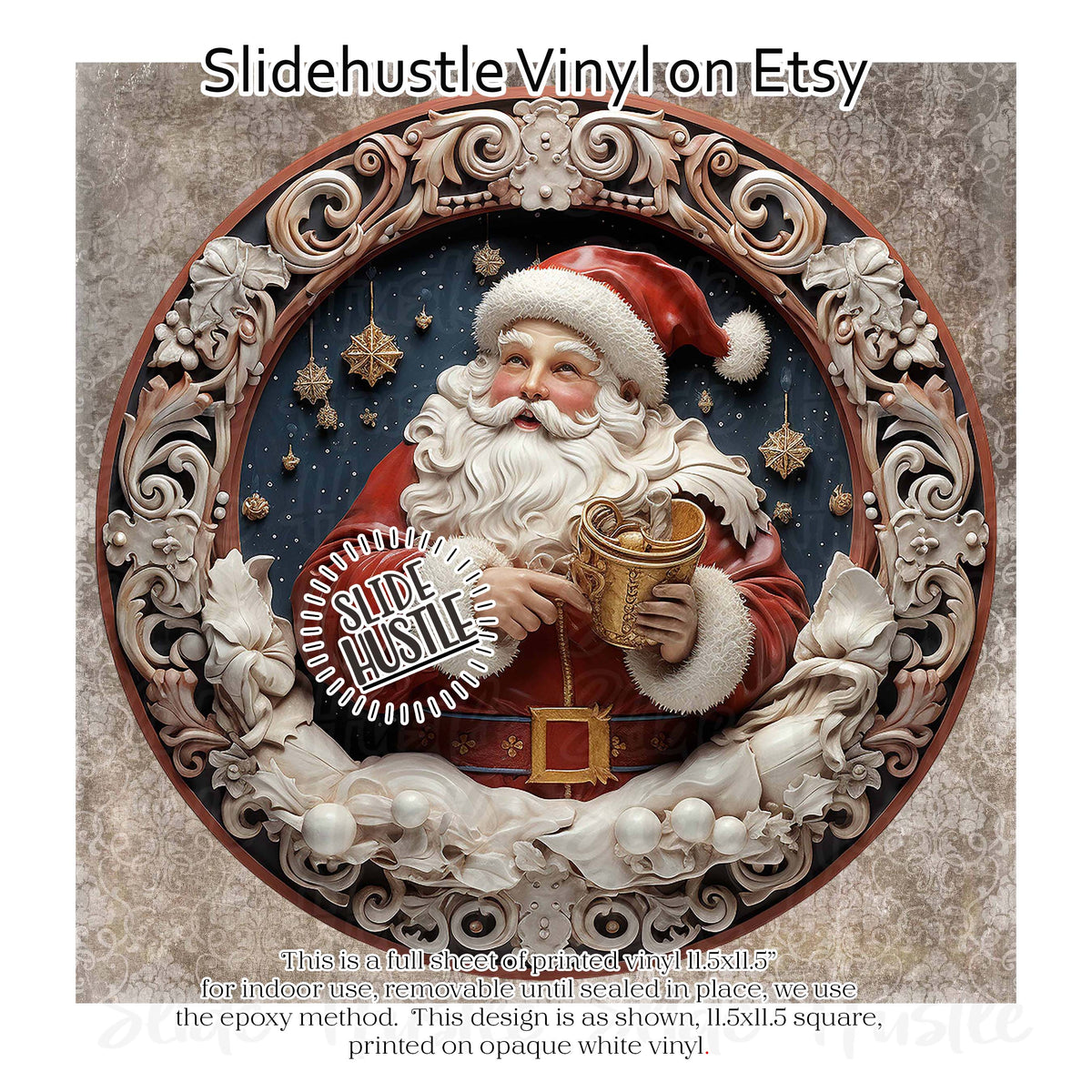 Christmas Vinyl, Santa, 11.5", vinyl full sheet, VF157A D4