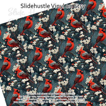 Christmas Cardinals, vinyl full sheet, VF157 FS1