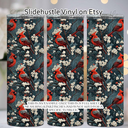 Christmas Cardinals, vinyl full sheet, VF157 FS1