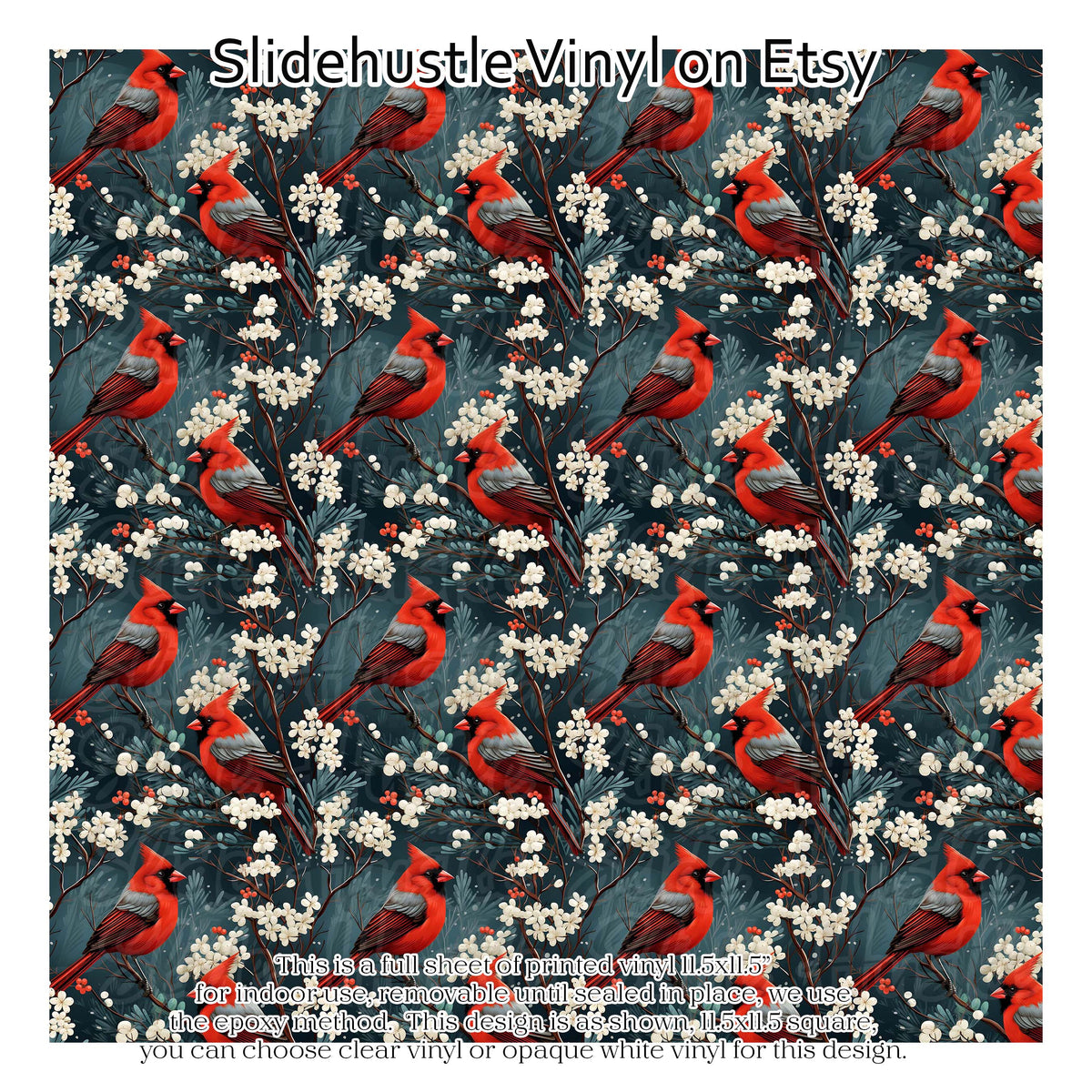 Christmas Cardinals, vinyl full sheet, VF157 FS1