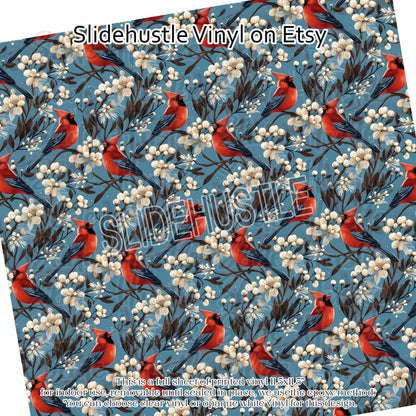 Christmas Cardinals, vinyl full sheet, VF157 FS2