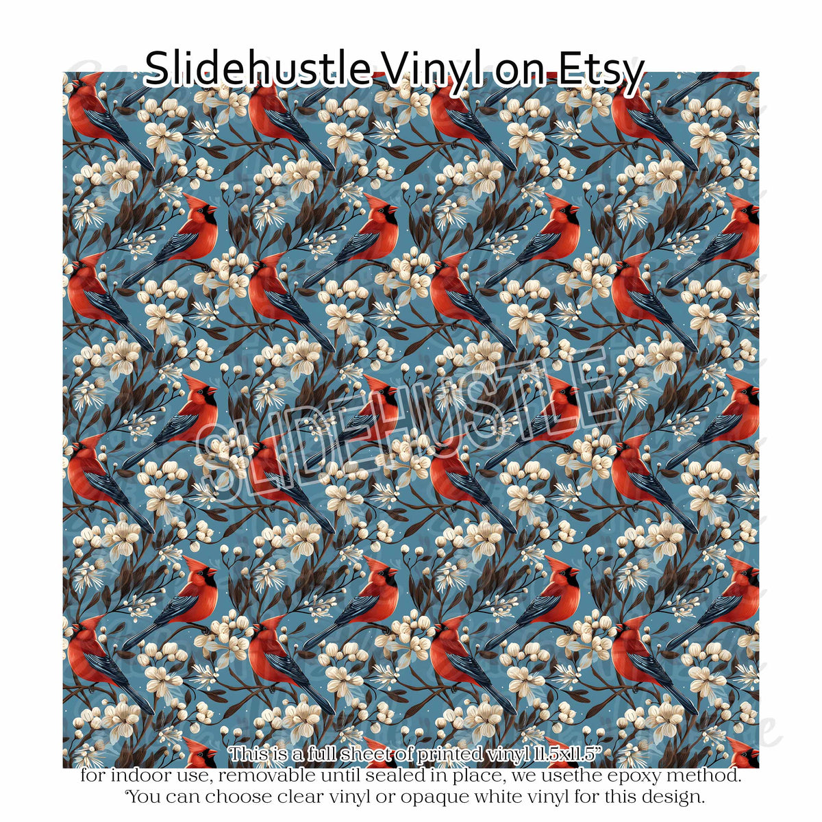 Christmas Cardinals, vinyl full sheet, VF157 FS2