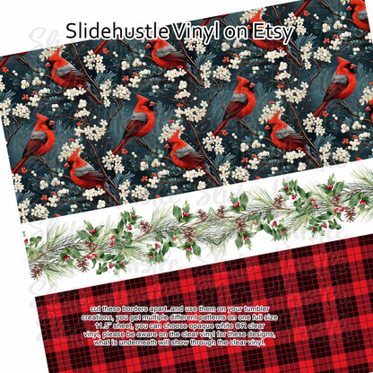 Christmas Cardinals, vinyl full sheet, VF157 FS3