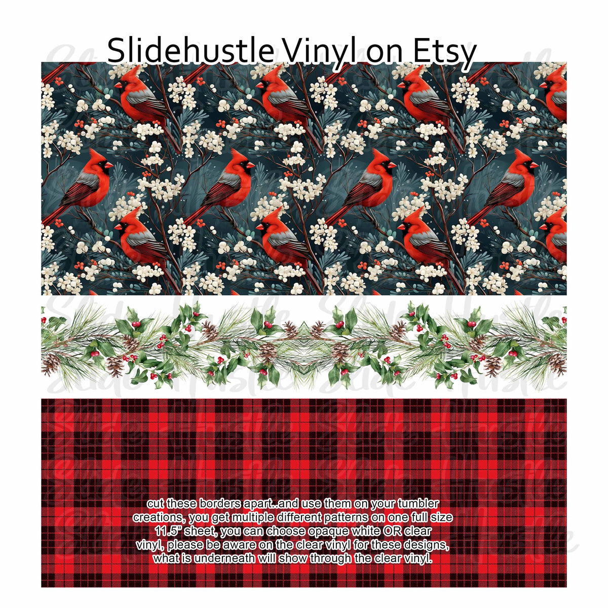Christmas Cardinals, vinyl full sheet, VF157 FS3