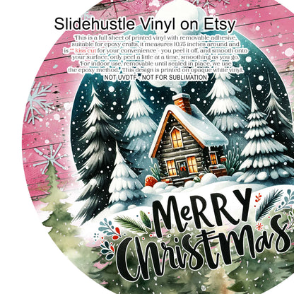Christmas Vinyl, Merry Christmas Cabin, 10.5", vinyl full sheet, VF708 Tray 2