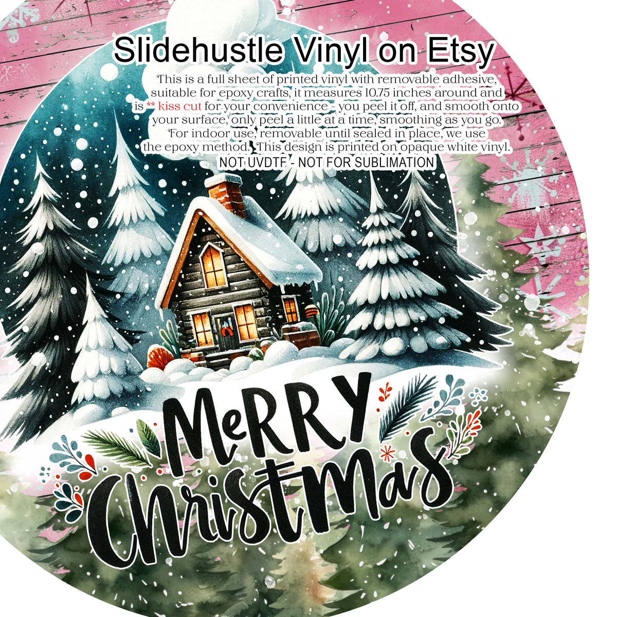 Christmas Vinyl, Merry Christmas Cabin, 10.5", vinyl full sheet, VF708 Tray 2