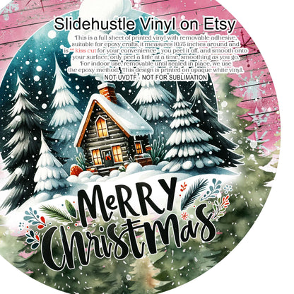 Christmas Vinyl, Merry Christmas Cabin, 10.5", vinyl full sheet, VF708 Tray 2