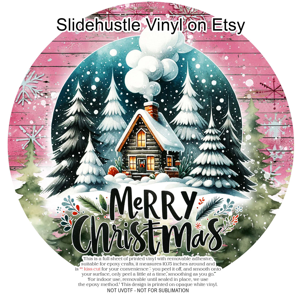 Christmas Vinyl, Merry Christmas Cabin, 10.5", vinyl full sheet, VF708 Tray 2