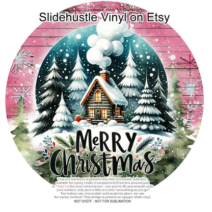 Christmas Vinyl, Merry Christmas Cabin, 10.5", vinyl full sheet, VF708 Tray 2