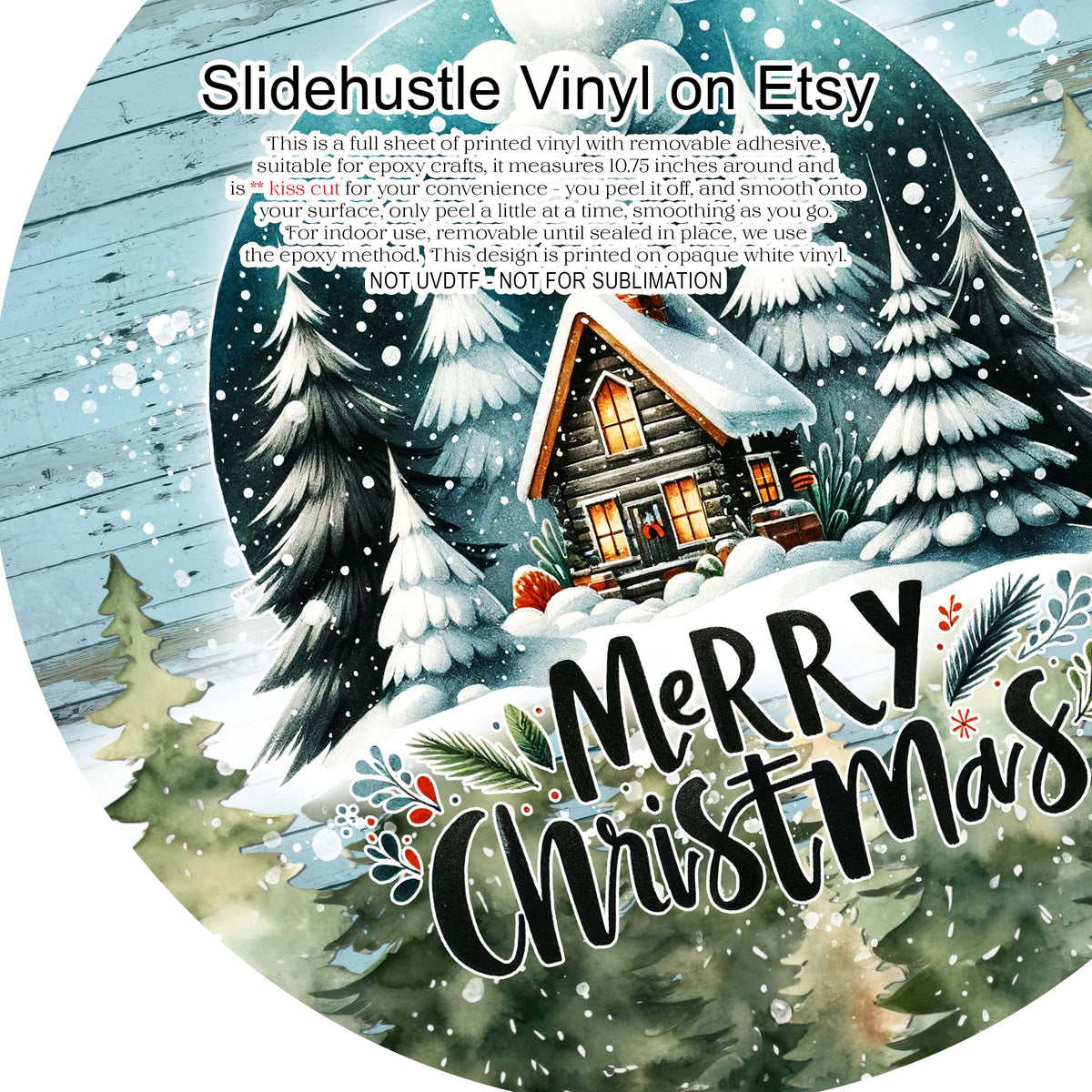 Christmas Vinyl, Merry Christmas Cabin, 10.5", vinyl full sheet, VF708 Tray 3