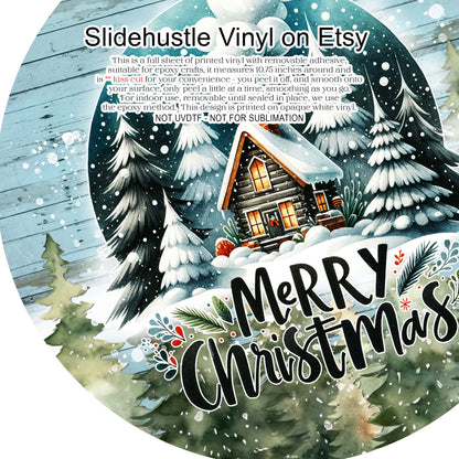 Christmas Vinyl, Merry Christmas Cabin, 10.5", vinyl full sheet, VF708 Tray 3