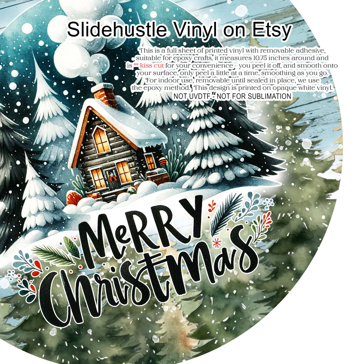 Christmas Vinyl, Merry Christmas Cabin, 10.5", vinyl full sheet, VF708 Tray 3