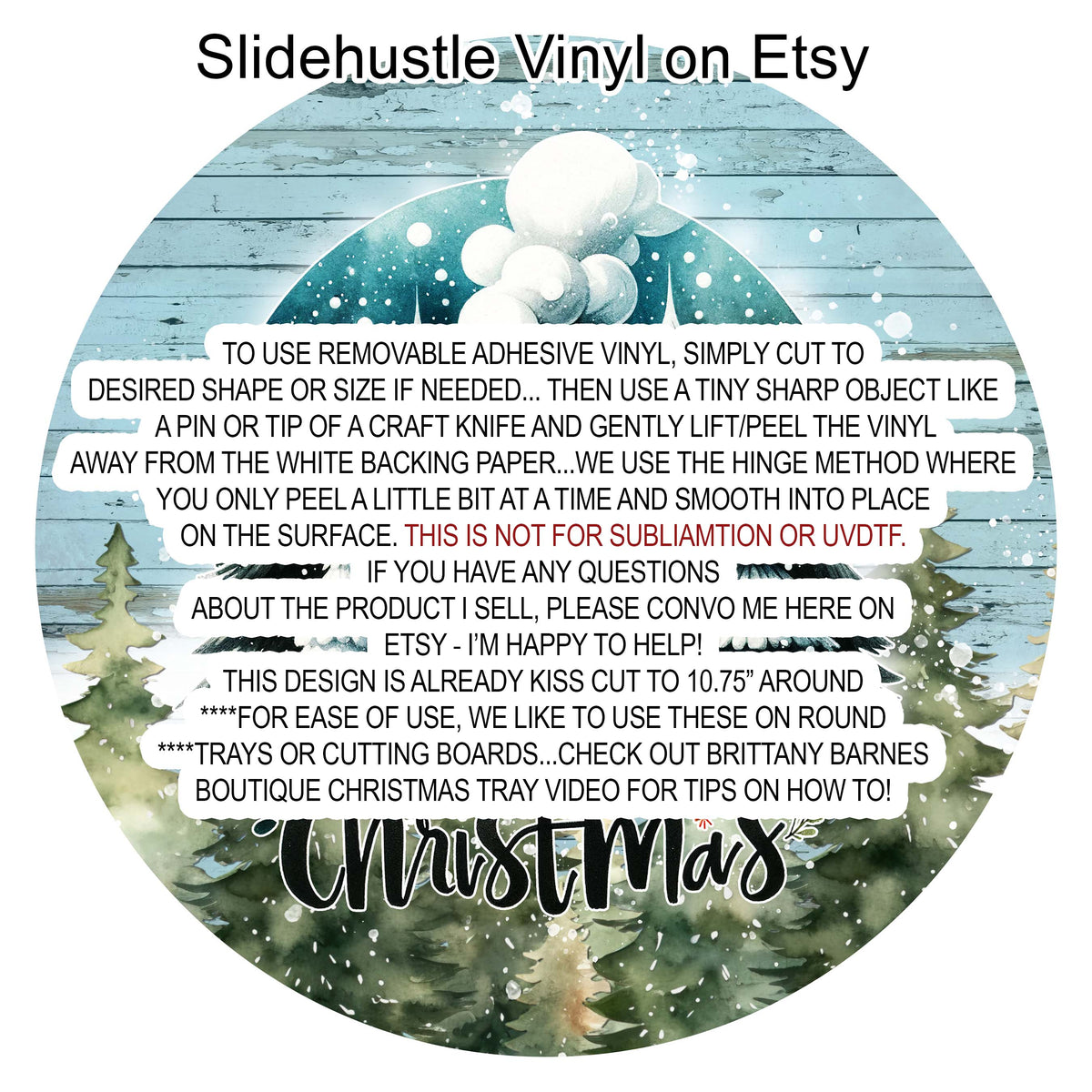 Christmas Vinyl, Merry Christmas Cabin, 10.5", vinyl full sheet, VF708 Tray 3
