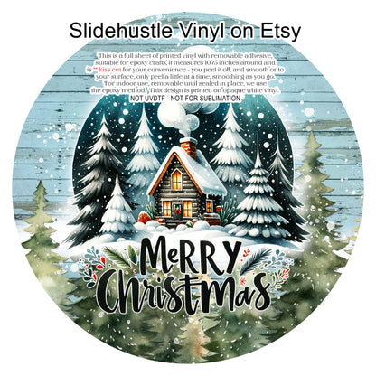 Christmas Vinyl, Merry Christmas Cabin, 10.5", vinyl full sheet, VF708 Tray 3