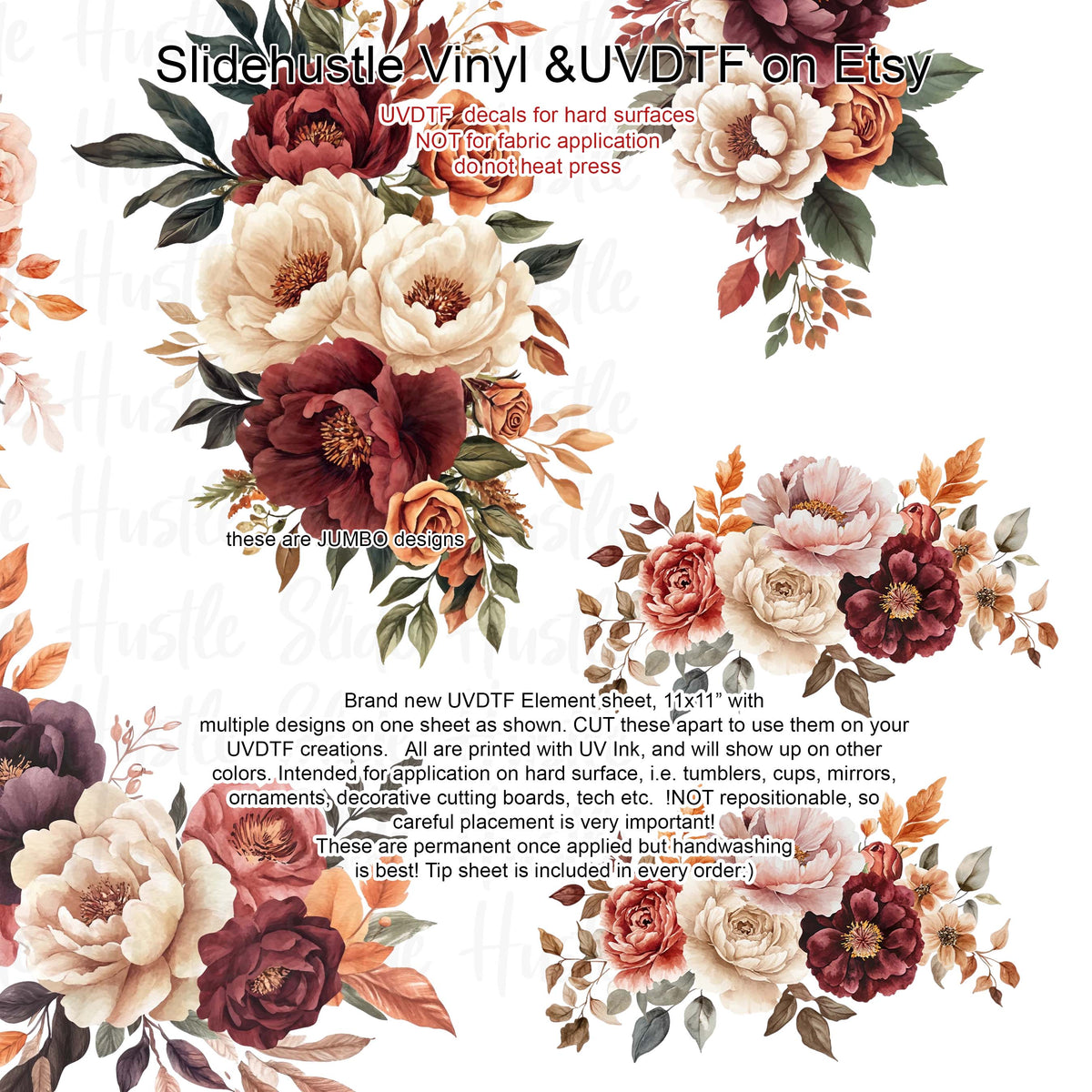 UVDTF Element Sheet, Autumn Florals , 11x11", VF725 ES42