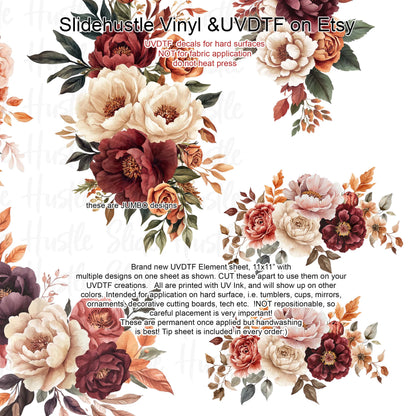 UVDTF Element Sheet, Autumn Florals , 11x11", VF725 ES42
