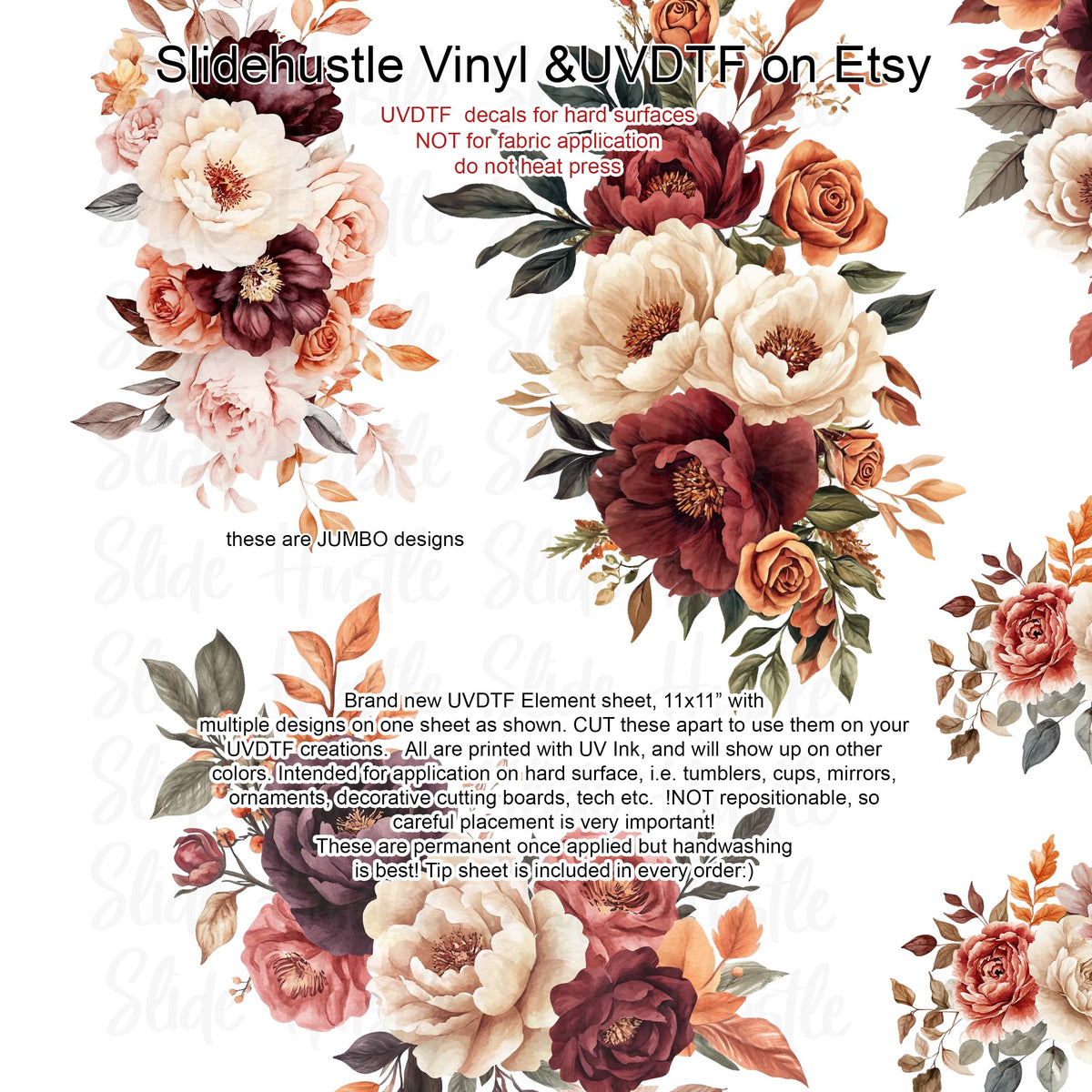 UVDTF Element Sheet, Autumn Florals , 11x11", VF725 ES42