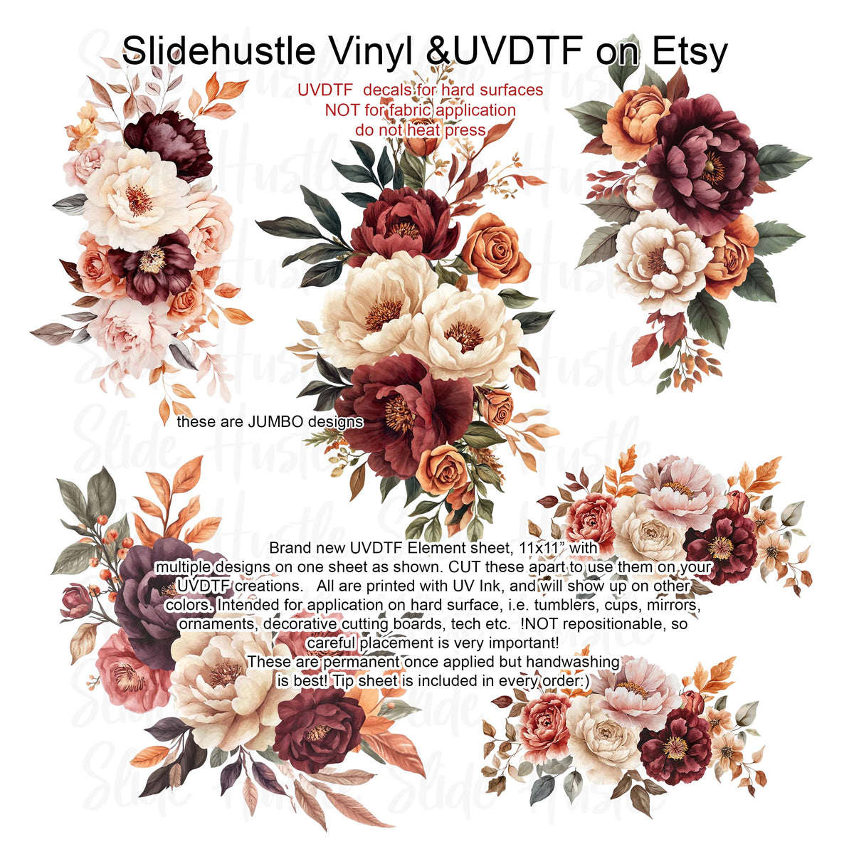 UVDTF Element Sheet, Autumn Florals , 11x11", VF725 ES42