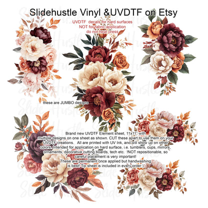 UVDTF Element Sheet, Autumn Florals , 11x11", VF725 ES42