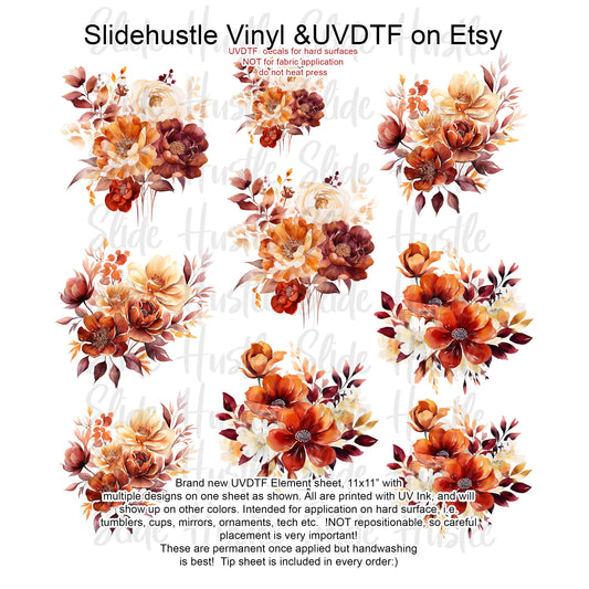 UVDTF Element Sheet, Autumn Florals , 11x11", VF725 ES49